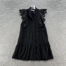 Alice Olivia Dress Womens 4 Black Lace Pimmy Tiered Relaxed Party Mini