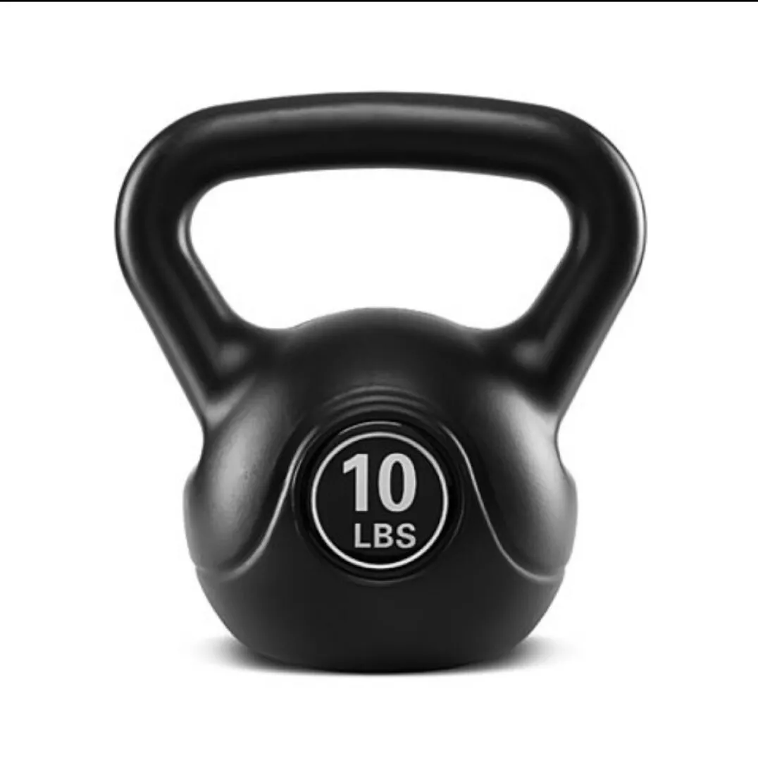 TKO 10 lb Kettlebell Weight Gym Workout Cement Filled Black