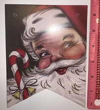 Christmas Decor Holiday Vintage Style Flag Style Die Cut Cardboard 5 X 7