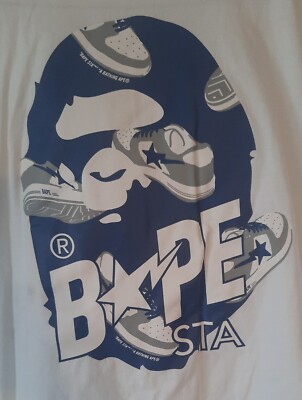 A Bathing Ape T Shirt BAPE Sta Blue Random Large Head Rare Size