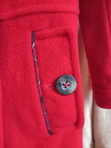 Jacadi Paris Red Girls Wool Coat Plaid Lining Size age 4A years 104 cm - Picture 4 of 12