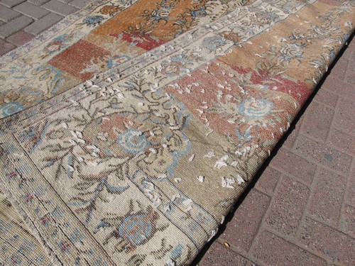 Large Oushak Turkish Rug Vintage Wool Distressed Muted Rug Oriental Carpet - Picture 11 of 11