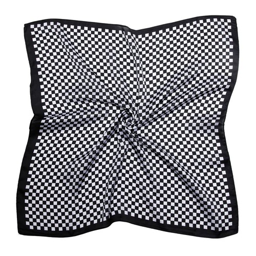 Silk Like Scarf Square Handkerchief Satin Ribbon Checkerboard Print Neck Scar... - Bild 4 von 6