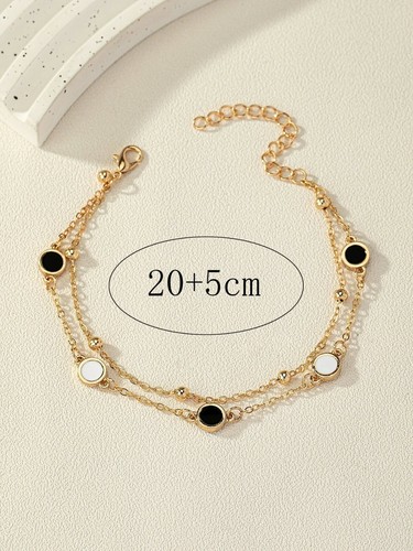 Female Jewellery Gold Colour Double Layer Chain Bracelet Women Girls Dainty Gift - Picture 4 of 4