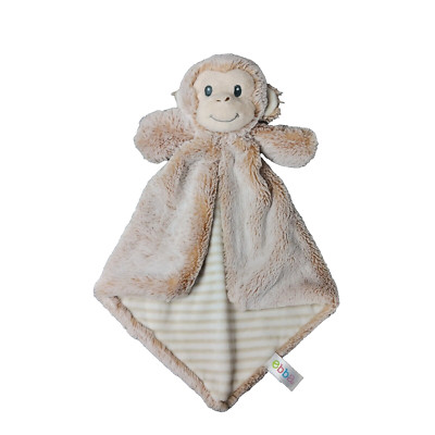 Ebba Aurora Monkey Lovey Baby Security Blanket Silky Soft Soother Tan Stripes