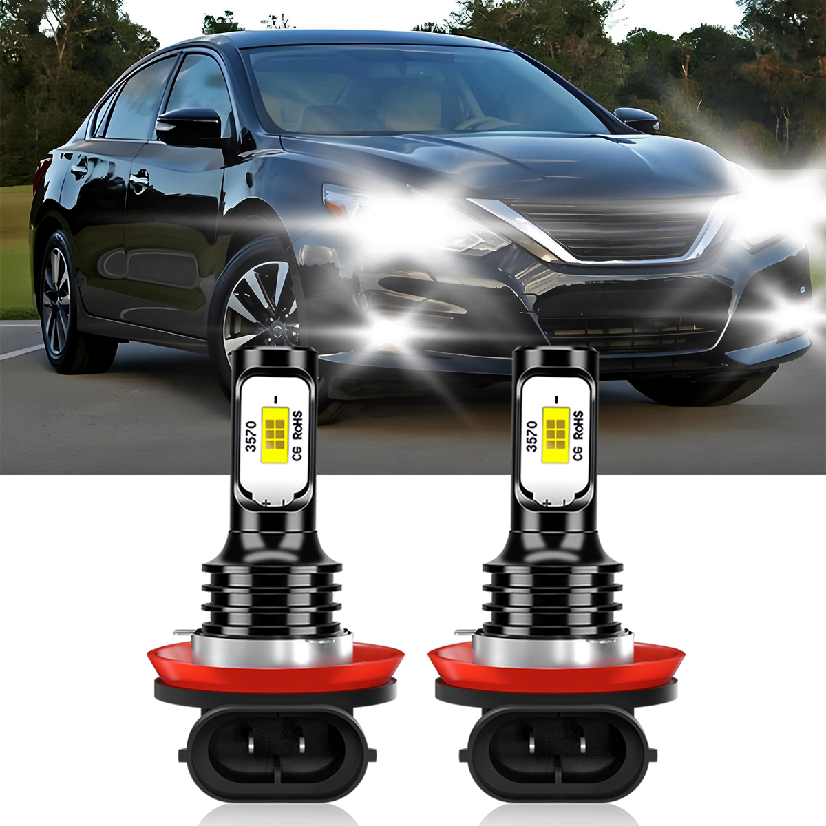 For Nissan Altima 2007-2018 Combo H11 LED Headlight Fog Beam Bulbs