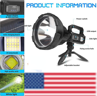 200000LM LED Searchlight Flashlight Most Powerful Torch Spotlight Work Light