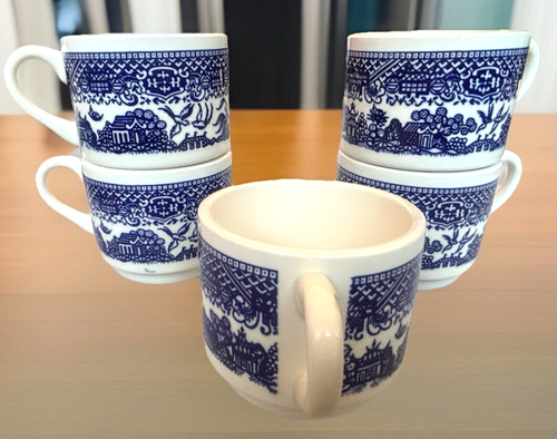 5 Vtg Blue Willow Cups & Saucers Sets – Stackable, 10-Piece Total, Made in USA - Picture 8 of 10