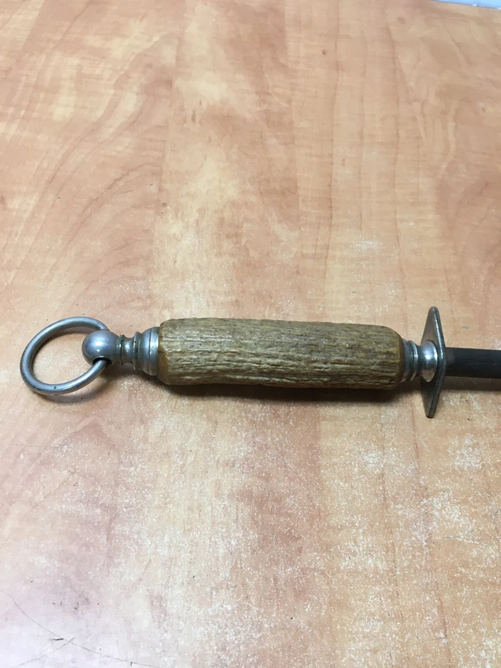 Vintage F. Dick 18” Sharpening Steel  Antler Handle (Arrow points to tip) - Image 3 of 4