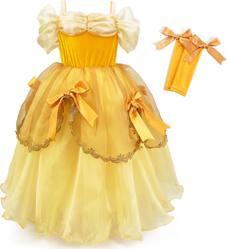 Deluxe Princess Costumes Little Girls Dress Kids Fancy Gown Cosplay Halloween Pa