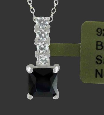 LAB CREATED BLAU & WEISSER SAPHIR HALSKETTE .925 Sterlingsilber - NEU MIT ETIKETT