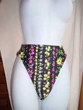 Victorias Secret Swimsuit Bikini Bottom Large Black Floral NWOT