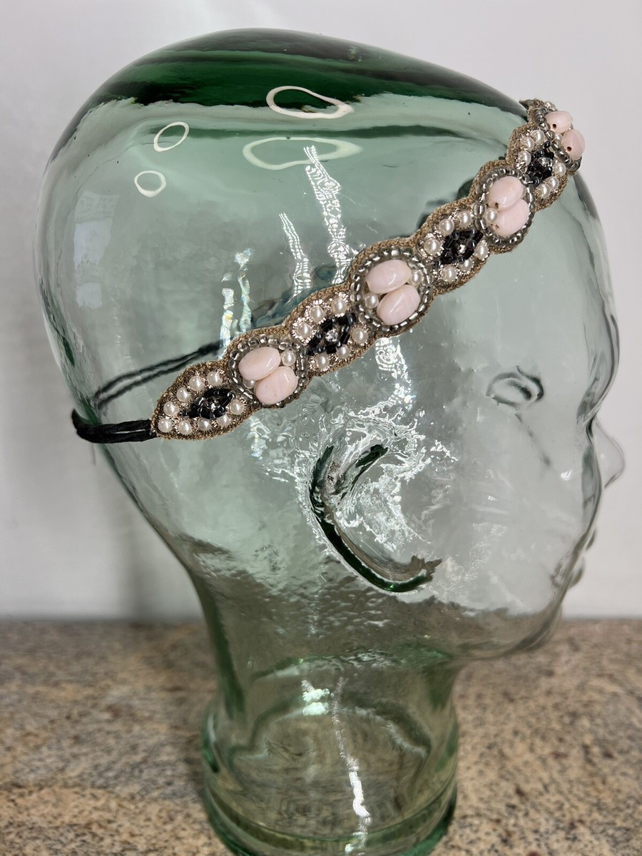 Vintage Handmade Deepa Gurnani Silver Rhinestone & Pearl Headband bridal NWOT Deepa Gurnani Crystal Faux Pearl Headband main image 2
