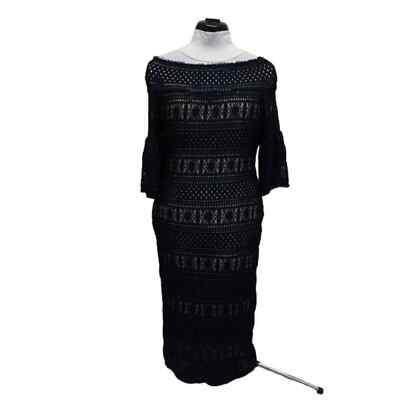 Max Studio Black lace boat neck dress black/ tan S | eBay