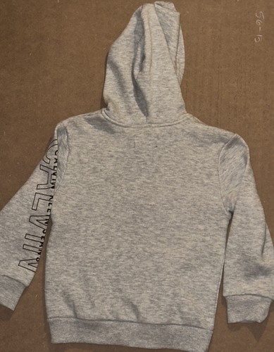 NWT Calvin Klein Gray Fleece Hoodie Full Zip Jacket Youth Kid Size 4T Black Logo - Picture 2 of 3