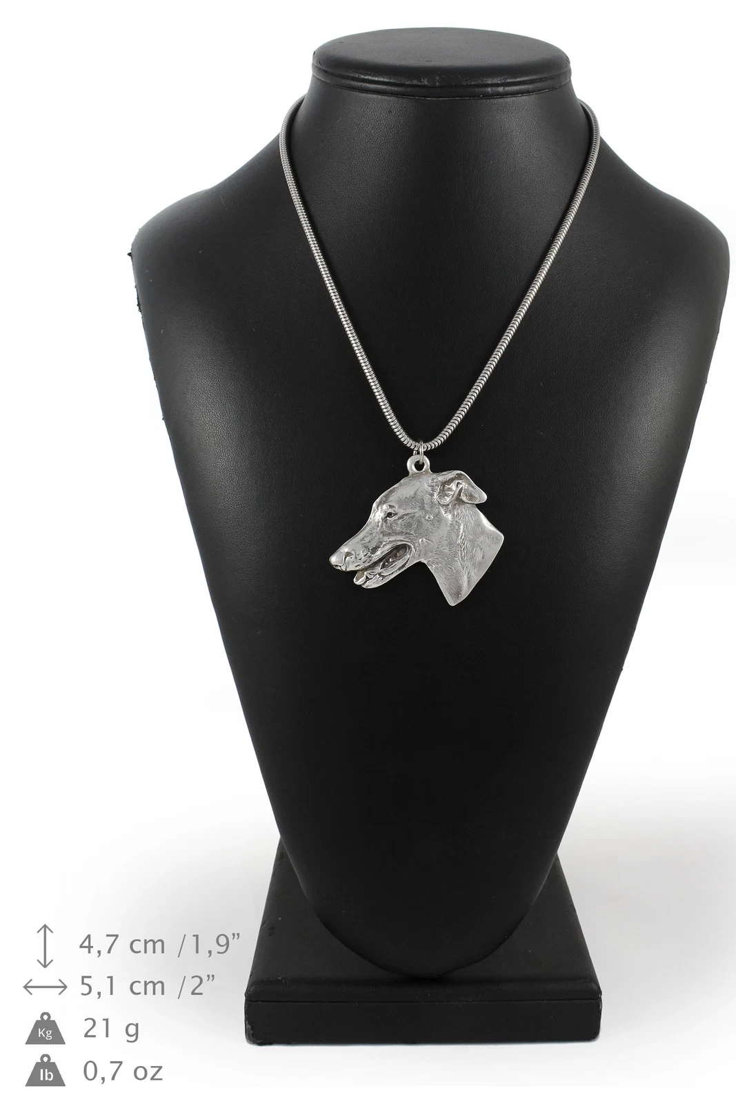 Whippet type 2   silver plated necklace on silver cord, Art Dog USA
