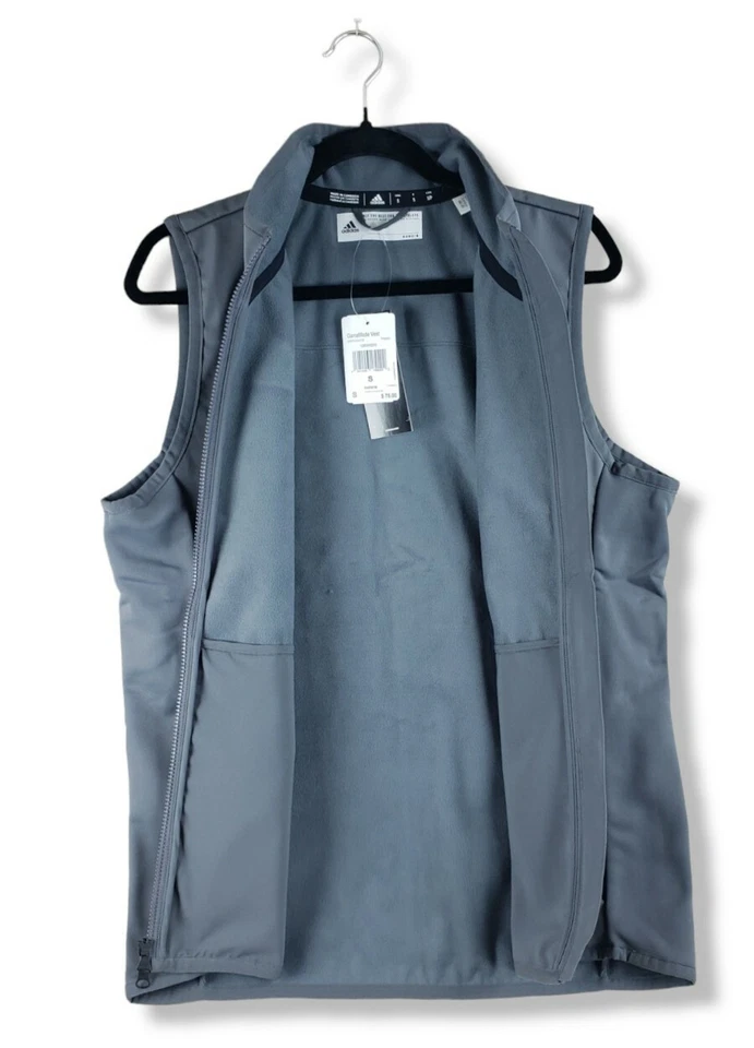 adidas Game Mode Vest Men's Casual Full Zip Vest FP9983 Gray White Small - Image 3 of 4