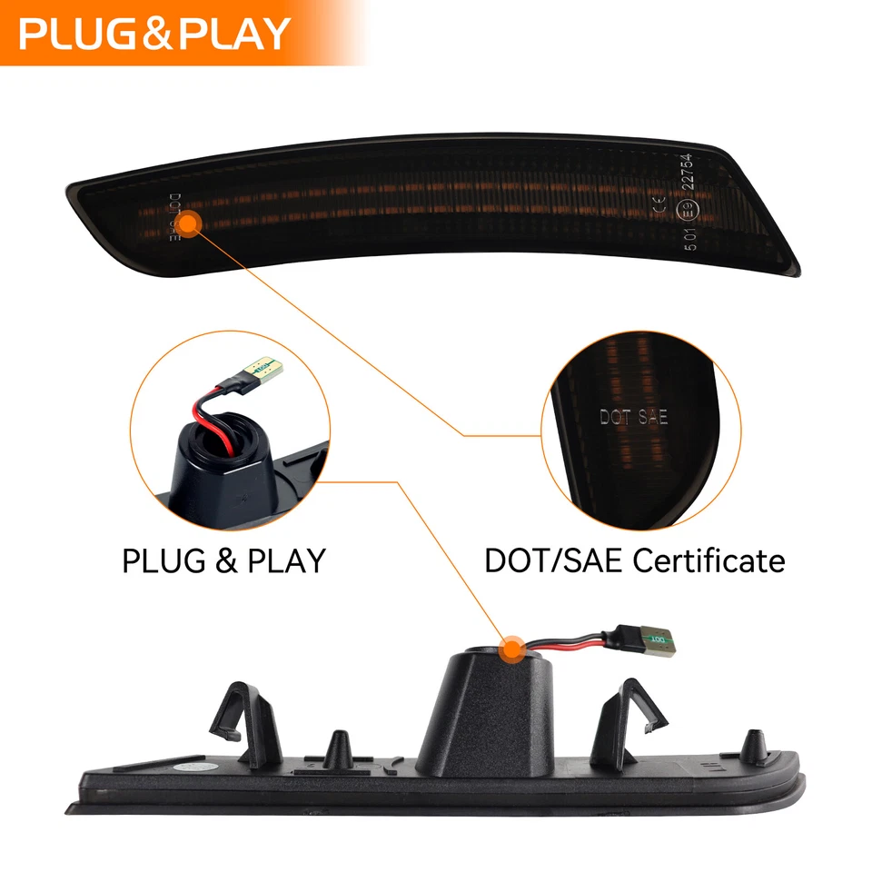 Luces de señalización laterales LED delanteras traseras 4 piezas para Chevy Camaro LS LT SS ZL1 2016-2023 Foto 4 de 4