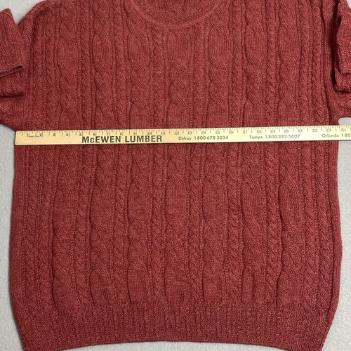 Paul Stuart Sweater Mens XL Maroon Red Alpaca Cable Knit Pullover Crew Neck - Picture 8 of 13