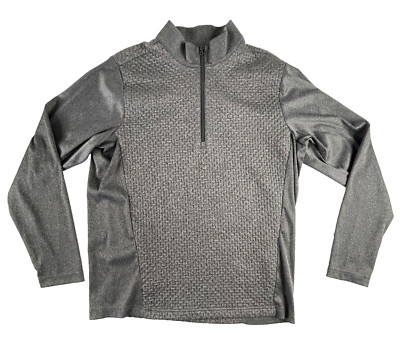 Antigua Golf Sweater 1/4 Zip Textured Pullover Long Sleeve Heather Gray Men's L