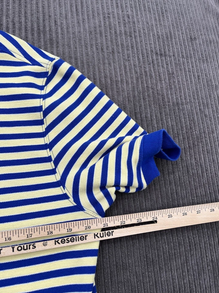 Camisa Polo Hombre Saddlebred Talla Grande Azul Amarillo Rayas Algodón Golf Informal. Foto 4 de 4