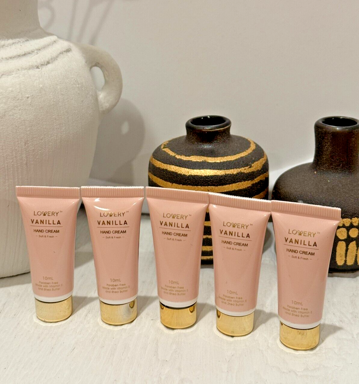 5X Mini Vanilla Hand Cream Set 10ml Travel Size Soft Fresh New