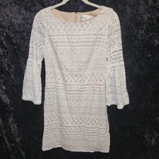 Eliza J Women's Ivory Cream Lace Overlay Sheath Dress Size 4 Bell Sleeves
