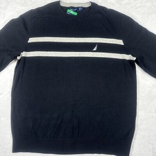 Nautica Long Sleeve Sweater Black Stripe XL 100 Cotton