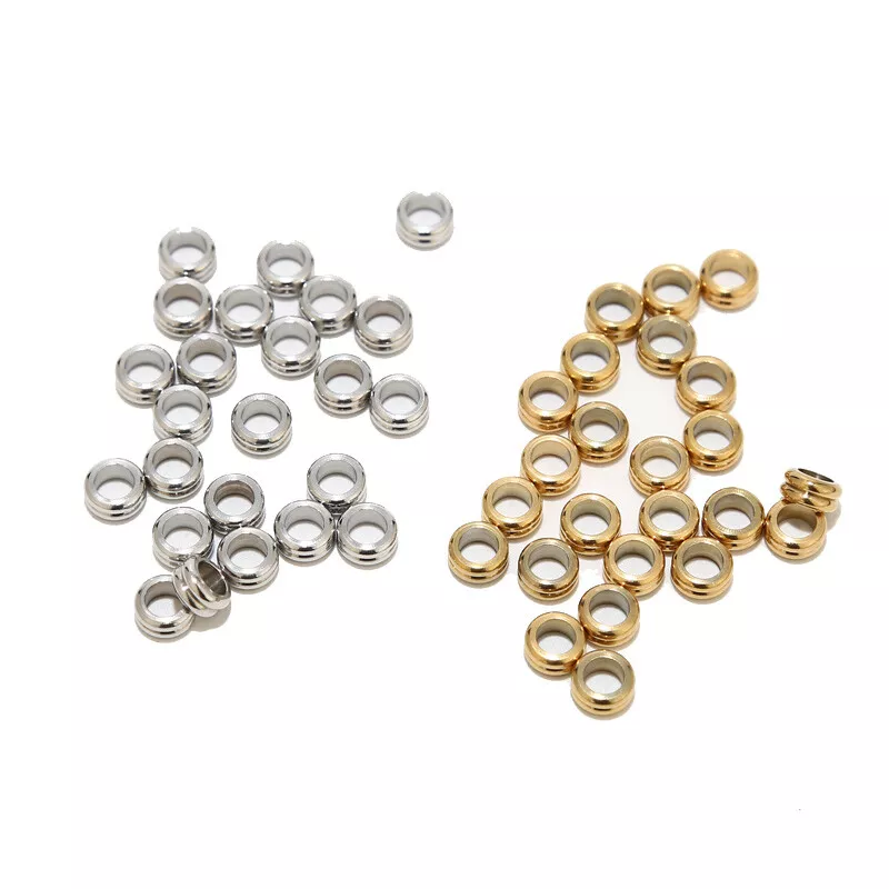 Stainless Steel Flat Round Gold Large Hole Spacer Beads Jewelry Making  Finding