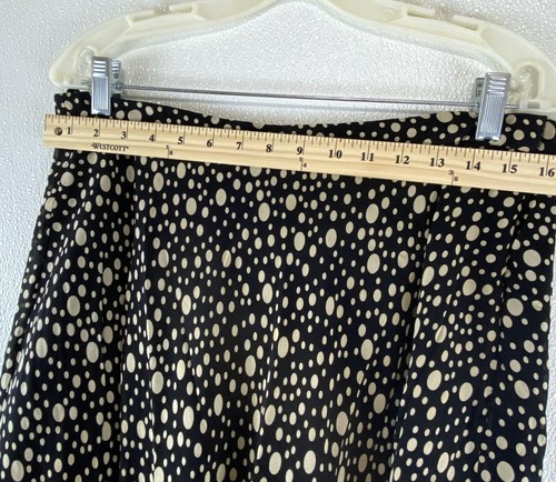 Polka Dot Silk Flowy Skater Skirt Black Cream Rickie Freeman 4 Teri Jon SZ 12 - Picture 4 of 9