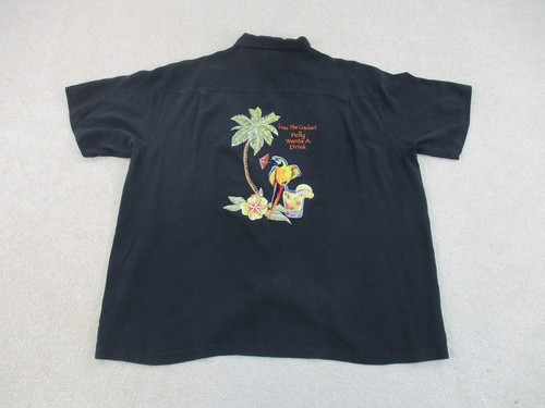 Luau Shirt Adult 2XL XXL Black Button 