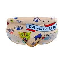 Men's Cartoon Print Swim Briefs Swimwear Underwear Fashion Quick Drying with Cup