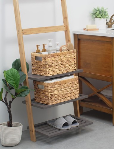 Storage Basket Rectangle Seagrass Basket Water Hyacinth Basket pack of 2 - Picture 3 of 8
