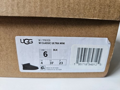 Ugg Classic Ultra Mini Shearling Suede Boots Black 6 37 - Picture 13 of 13