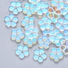 100x Transparent AB Color Plated Flower Glass Beads Spacer Jewelry Making 11.5mm