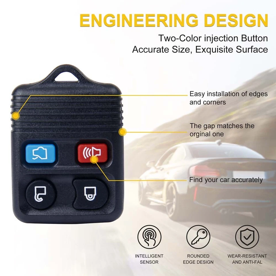 2x Replacement For 2005 2006 2007 2008 2009 2010 Ford Mustang Car Key Fob Remote - Image 4 of 4