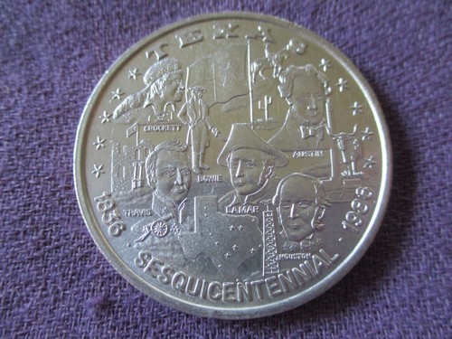 Texas 1836-1986 w/ Famous Texans RARE 1 Troy Oz. .999 Fine Silver Round