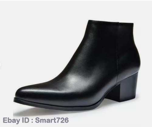 Herren spitze Zehenpartie Reißverschluss Stiefeletten kubanischer Absatz Stil Europa Brogue Leder heiß - Bild 7 von 23