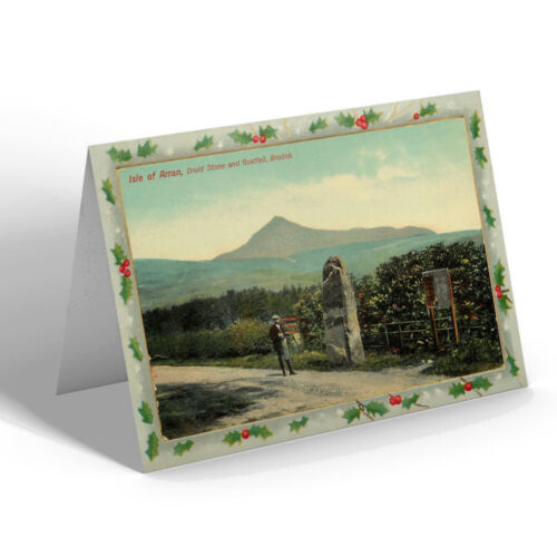 CHRISTMAS CARD Vintage Scotland - Druid Stone and Goatfell, Brodrick - Picture 1 of 1