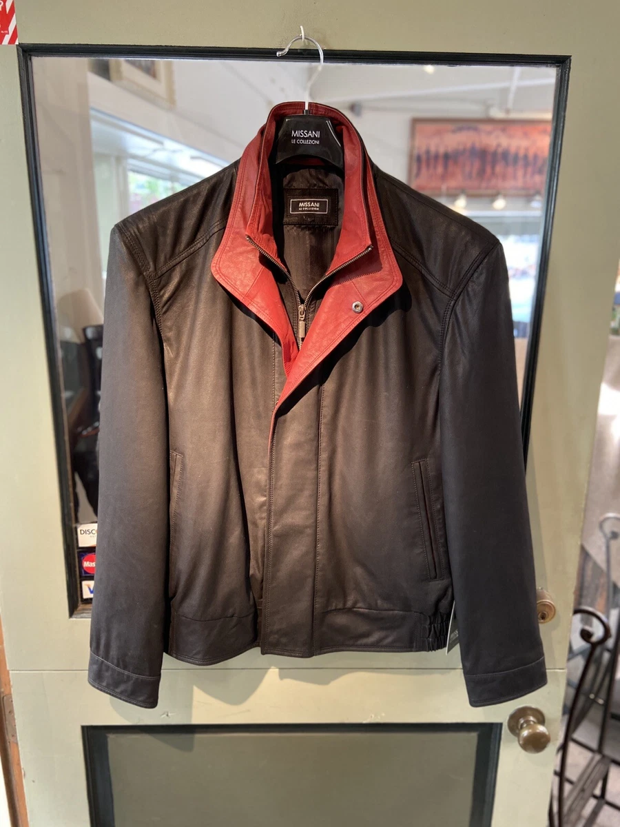 Missani Mens Leather Jacket w Double Collar Regular Price 695