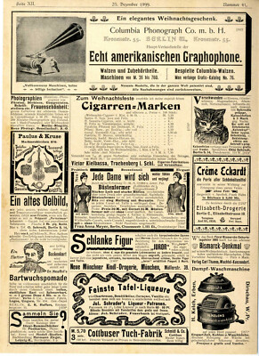 Feinste Tafel-Liqueure Feuerbach Selbstbereitung v. Cognac Rum China-Wein v.1899