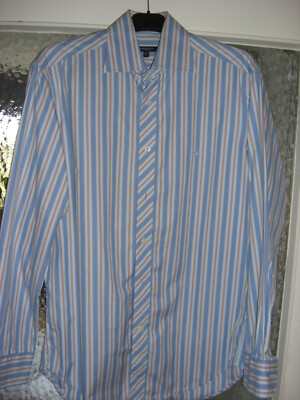 BURBERRY HEMD NEUWERTIG ORIGNAL GR.39 BLAU WEISS ORANGE GESTREIFT TOP