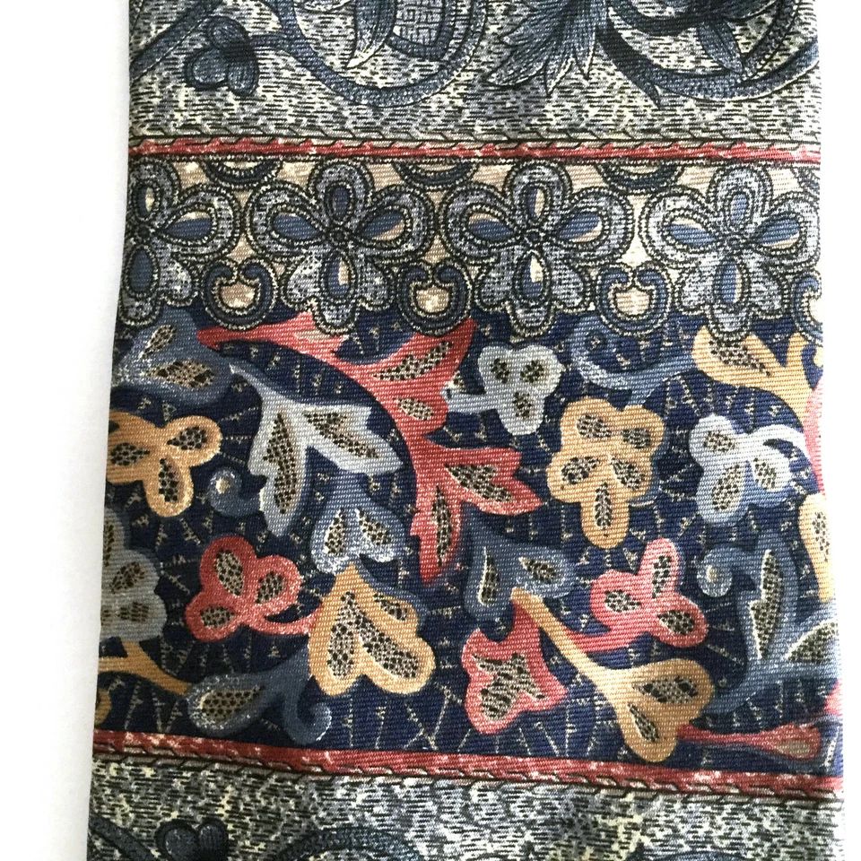 Corbata de seda vintage Etienne Aigner para hombre patrón floral abstracto 59 pulgadas de largo ~ rara Foto 3 de 4