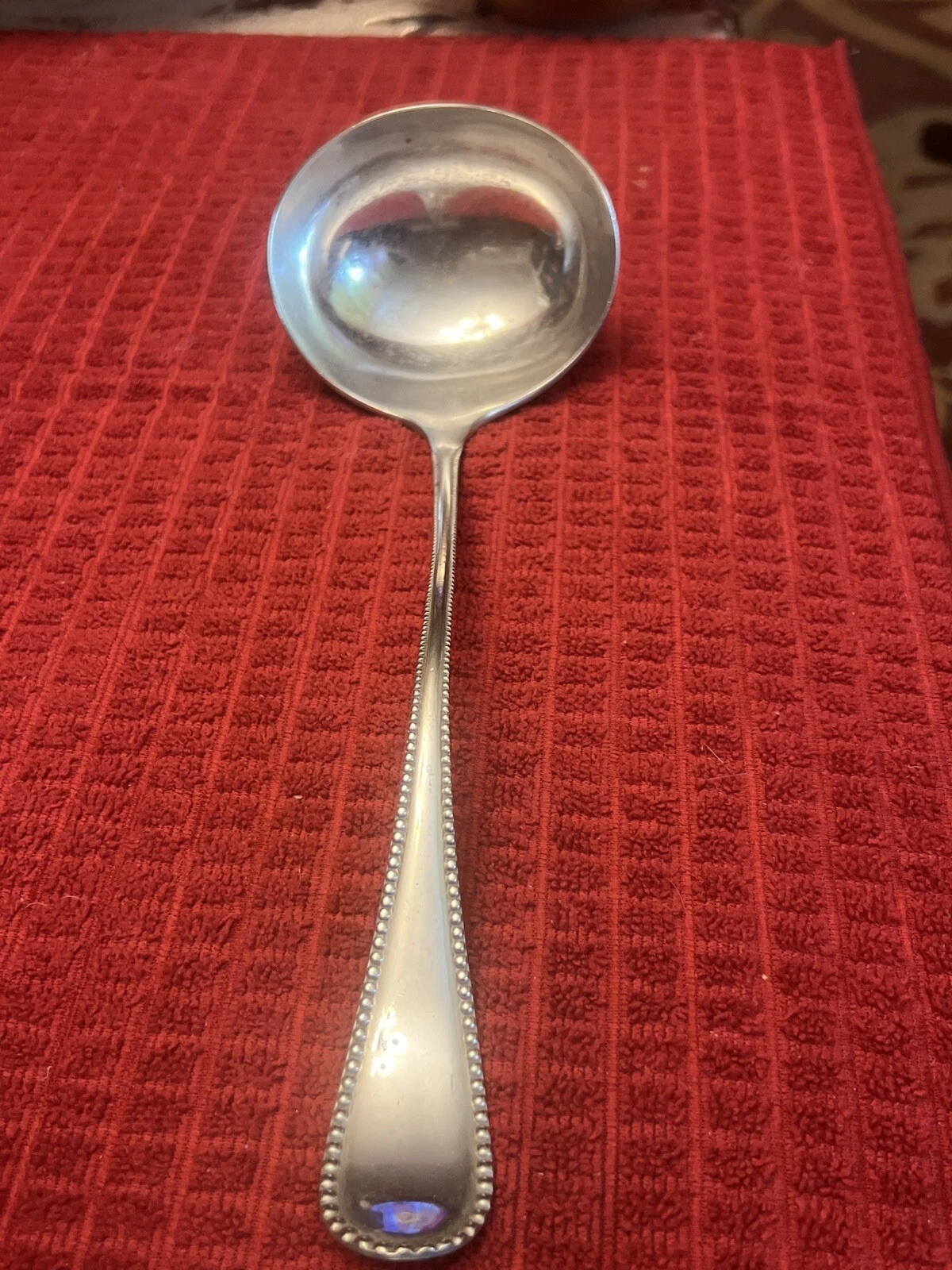 WM A ROGERS AI- (1900) LINDEN / EUDORA - BEADED SOUP/GRAVY LADLE - 10.5 “