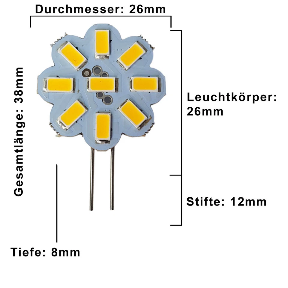 3x G4 LED 12V / 24V 1,6W dimmbar rund Scheibe (10-30V) warmweiß Leuchtmittel - Bild 2 von 4
