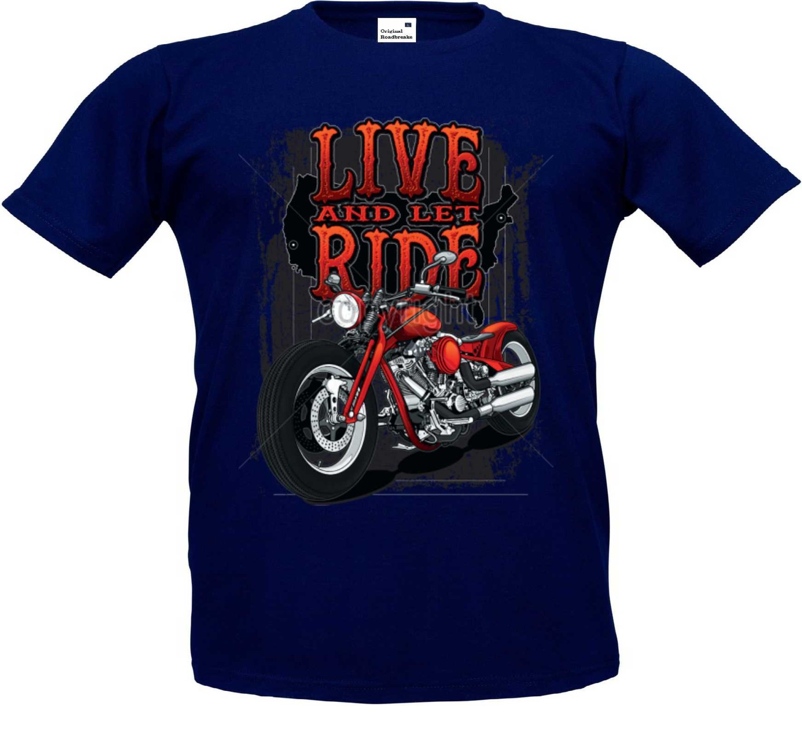 ALTRA T shirt blu navy chopper biker chopper & motivo oldool schoolo mode Liv And