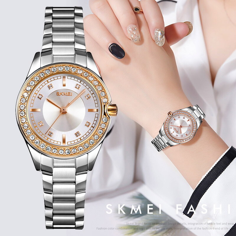 Bling Diamonds Womens Watch Stainless Steel 30m Waterproof Ladies Quartz Watches