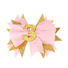 Sprinkle Birthday Hair Bow for 3rd Birthday Decorations for Girls Glitter Pin...