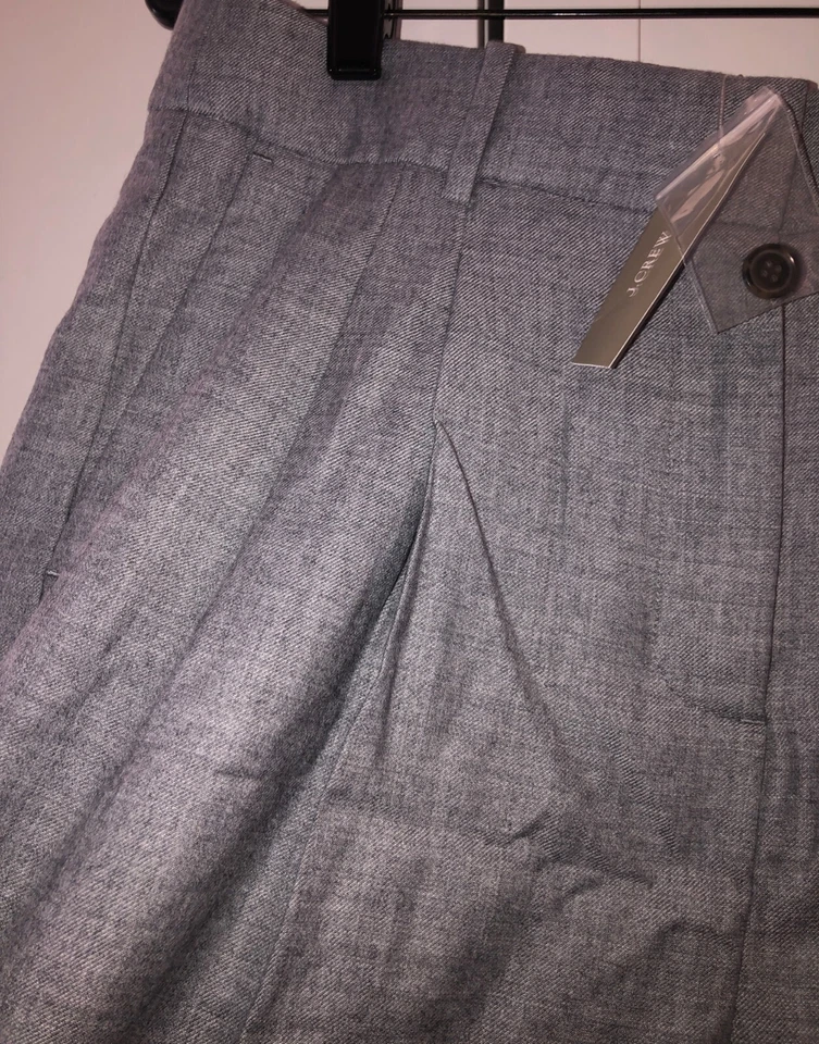 J. Traje corto con puños Crew COLECCIÓN lana drapeada plisada gris, talla 8 nuevo con etiquetas Foto 4 de 4