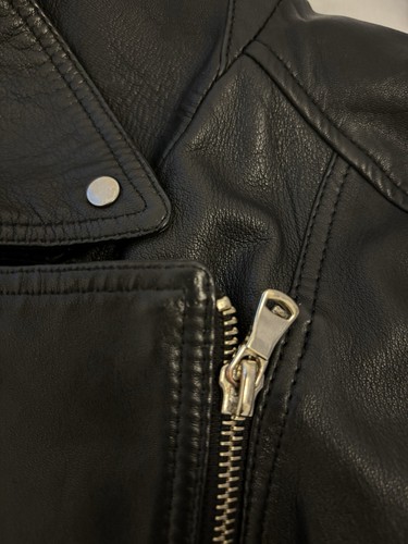 Massimo Dutti Lederjacke Damen S, Schwarz mit goldenen Applikationen - Bild 3 von 8